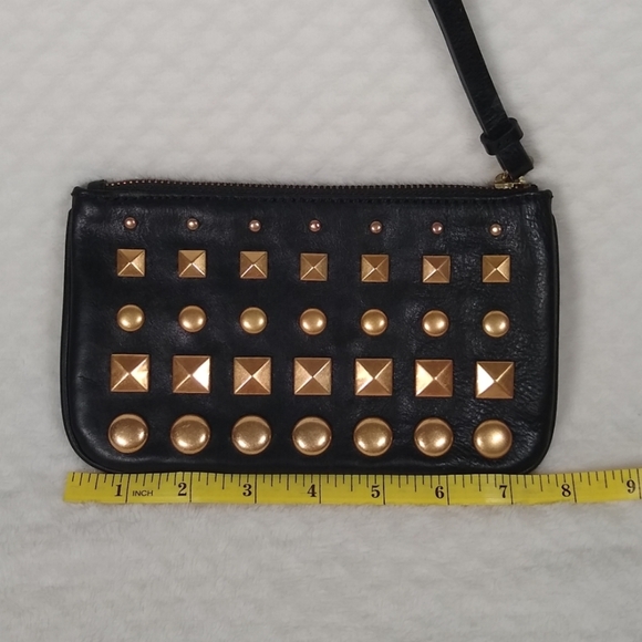 J. Crew Black and Gold Studded Leather Wristlet - Picture 6 of 8